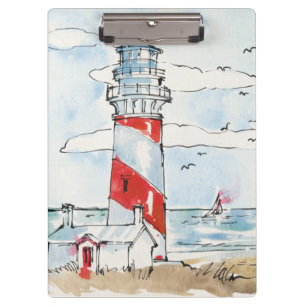赤と白の灯台場面 クリップボード