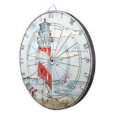 赤と白の灯台場面 ダーツボード (正面右)