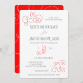 赤と白の神は愛のクリスチャンウェディング 招待状 (正面/裏面)