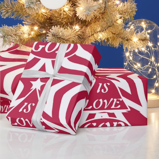 赤と白の神は愛 - クリスマスの聖句スター ラッピングペーパー (クリスマス)