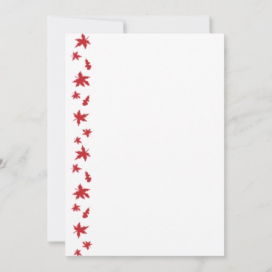 赤と白の秋の葉の結婚式招待状 招待状 (裏面)