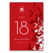 赤と白の竹葉の二重の結婚幸福 テーブルナンバー (裏面)