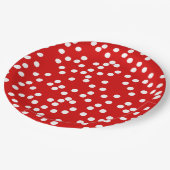 赤と白の紙吹雪/水玉模様紙プレート ペーパープレート (アングル)