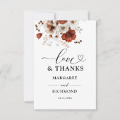 赤と白の素朴フローラ結婚のサンキューカード サンキューカード (正面)