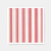 赤と白の細いストライプ スタンダードカクテルナプキン (正面)