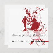 赤と白の結婚式のお知らせ 案内状 (正面/裏面)