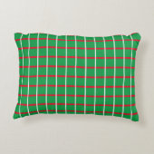 赤と白の線の付いた緑の正方形アクセント枕 アクセントクッション (裏面)