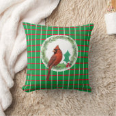 赤と白の線の付いた緑の正方形装飾用クッション クッション (ブランケット)
