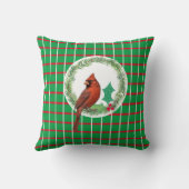 赤と白の線の付いた緑の正方形装飾用クッション クッション (裏面)