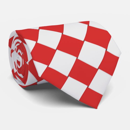 赤と白の編まれたタイル ネクタイ (ロール)
