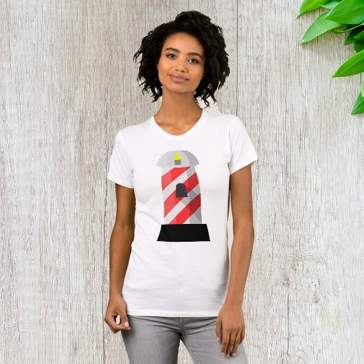 赤と白の縞模様の灯台 Tシャツ