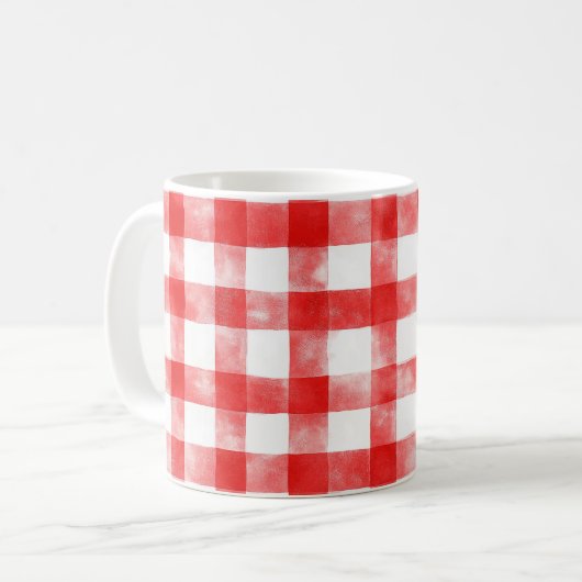 赤と白の縞模様 コーヒーマグカップ (正面左)
