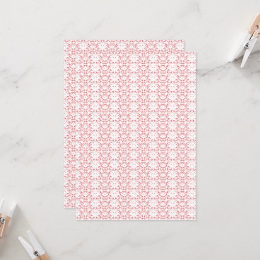 赤と白の背景にパターンがある 招待状 (正面/裏面インサイチュ)