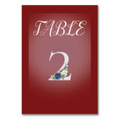 赤と白の背景（青と白の花） テーブルナンバー (裏面)