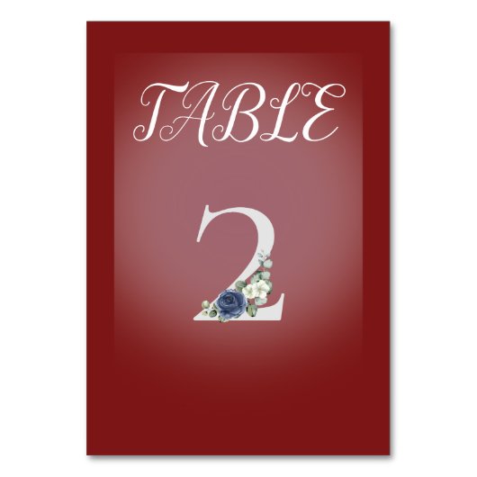 赤と白の背景（青と白の花） テーブルナンバー (正面)