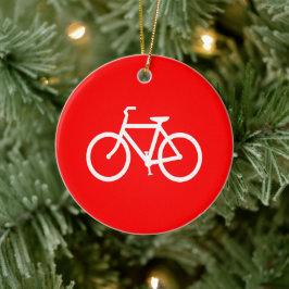 赤と白の自転車グラフィック セラミックオーナメント