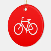 赤と白の自転車グラフィック セラミックオーナメント (左)