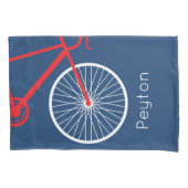 赤と白の自転車 枕カバー (正面)