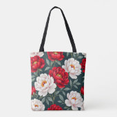 赤と白の芍薬の花 トートバッグ (裏面)