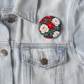 赤と白の芍薬の花 缶バッジ (インサイチュ)
