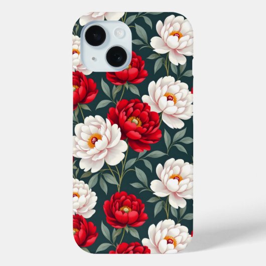 赤と白の芍薬の花 Case-Mate iPhoneケース (裏面)