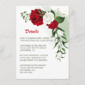 赤と白の花と緑の葉のディテール エンクロージャーカード (正面)