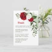 赤と白の花と緑の葉のディテール エンクロージャーカード (スタンド正面)