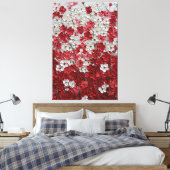赤と白の花のインパスト壁画 キャンバスプリント (インサイチュ (寝室))