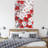 赤と白の花のインパスト壁画 キャンバスプリント (インサイチュ (寝室))