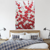 赤と白の花のインパスト壁画 キャンバスプリント (インサイチュ (寝室))