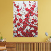 赤と白の花のインパスト壁画 キャンバスプリント (インサイチュ (リビング))