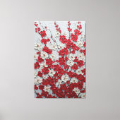 赤と白の花のインパスト壁画 キャンバスプリント (正面)