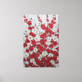 赤と白の花のインパスト壁画 キャンバスプリント