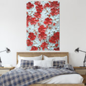 赤と白の花のインパスト壁画 キャンバスプリント (インサイチュ (寝室))
