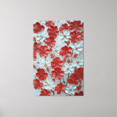 赤と白の花のインパスト壁画 キャンバスプリント (正面)