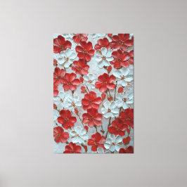 赤と白の花のインパスト壁画 キャンバスプリント
