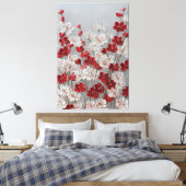 赤と白の花のインパスト壁画 キャンバスプリント (インサイチュ (寝室))