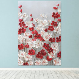 赤と白の花のインパスト壁画 キャンバスプリント