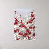 赤と白の花のインパスト壁画 キャンバスプリント (正面)