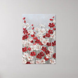 赤と白の花のインパスト壁画 キャンバスプリント