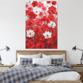 赤と白の花のインパスト壁画 キャンバスプリント (インサイチュ (寝室))