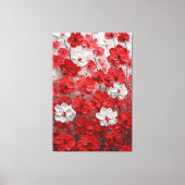 赤と白の花のインパスト壁画 キャンバスプリント (正面)