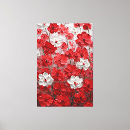 赤と白の花のインパスト壁画 キャンバスプリント