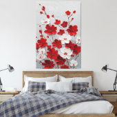 赤と白の花のインパスト壁画 キャンバスプリント (インサイチュ (寝室))