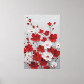 赤と白の花のインパスト壁画 キャンバスプリント (正面)