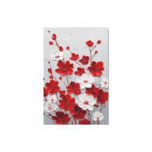 赤と白の花のインパスト壁画