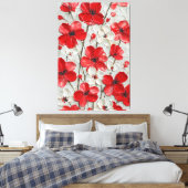 赤と白の花のインパスト壁画 キャンバスプリント (インサイチュ (寝室))