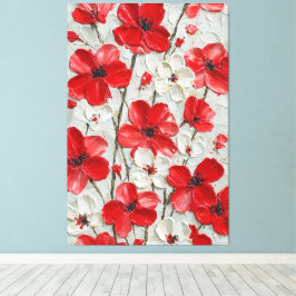 赤と白の花のインパスト壁画 キャンバスプリント