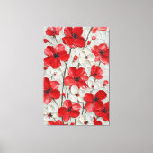 赤と白の花のインパスト壁画 キャンバスプリント (正面)