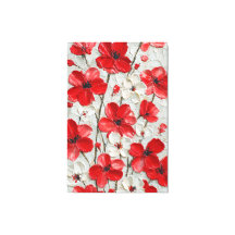 赤と白の花のインパスト壁画
